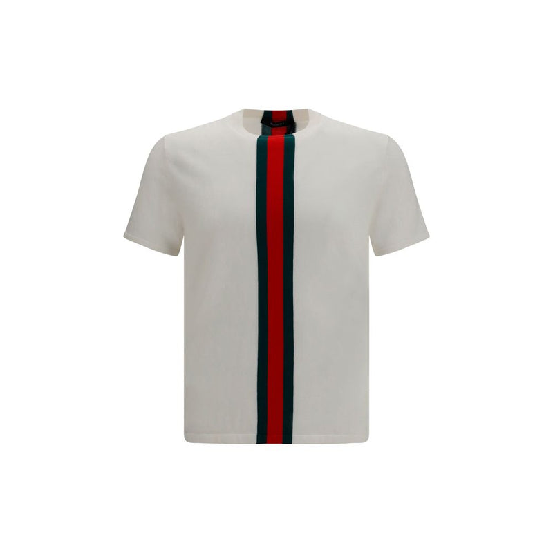 Gucci White Cotton Sweatshirt with Web Intarsia