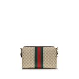 Gucci Beige Fabric GG Shoulder Bag with Web Stripe