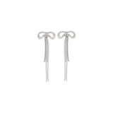Self-Portrait Silver Brass Earrings with Crystal Bow Design