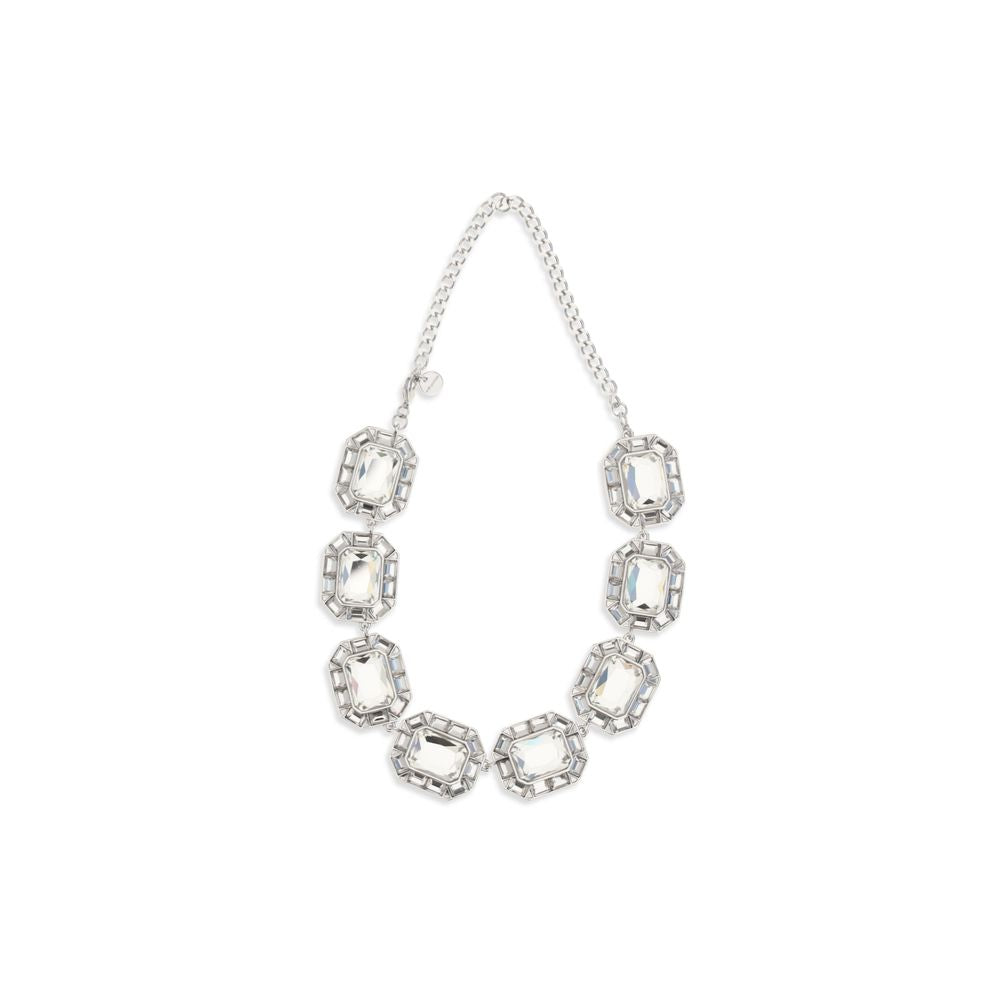 Self-Portrait Silver Brass Necklace - Elegant Crystal Design