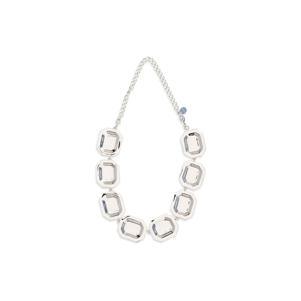 Self-Portrait Silver Brass Necklace - Elegant Crystal Design