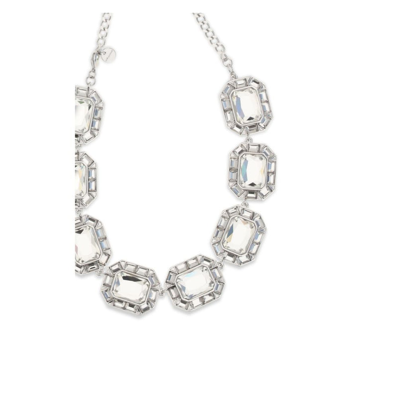 Self-Portrait Silver Brass Necklace - Elegant Crystal Design