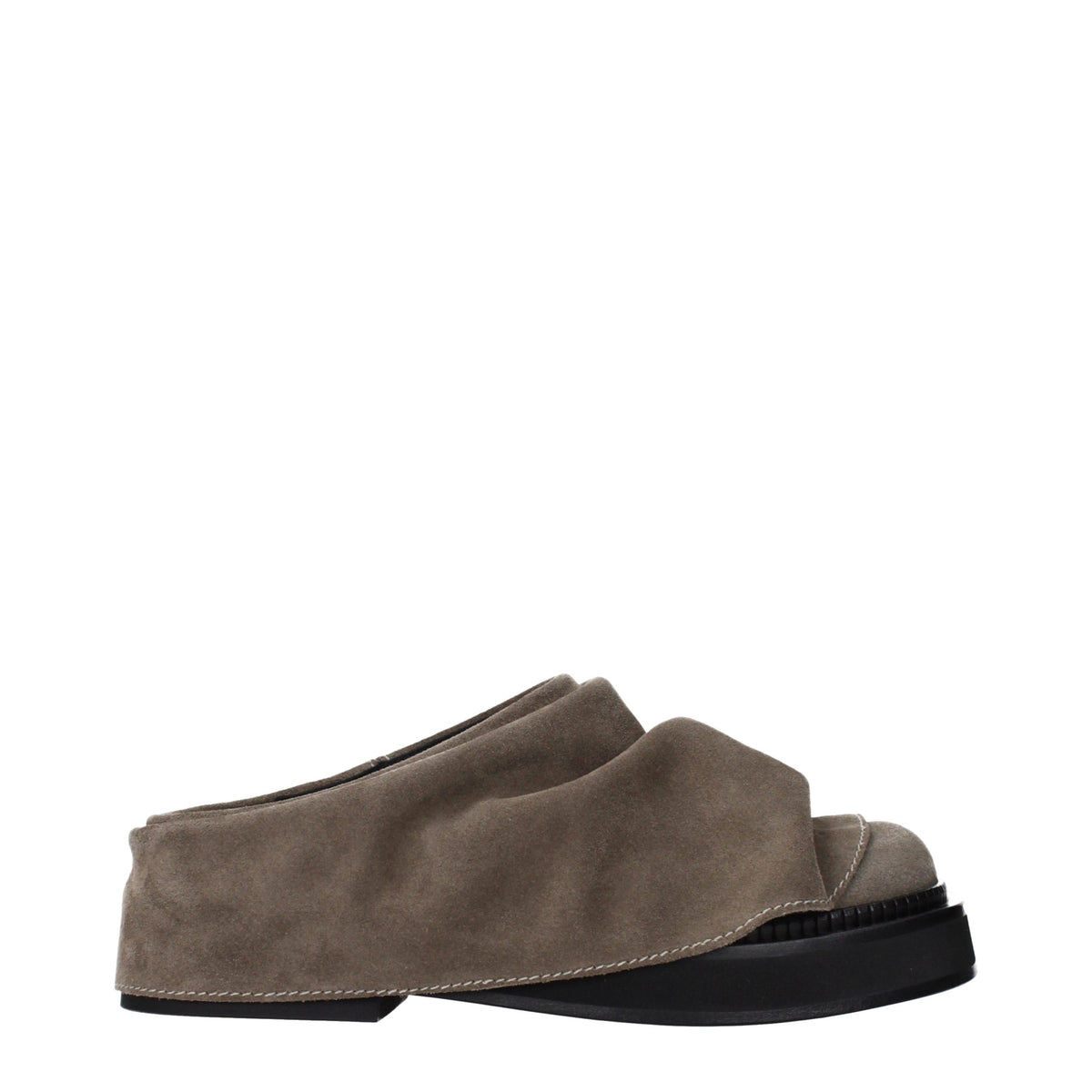The Attico Gray Leather Slippers - Stylish Comfort for Women