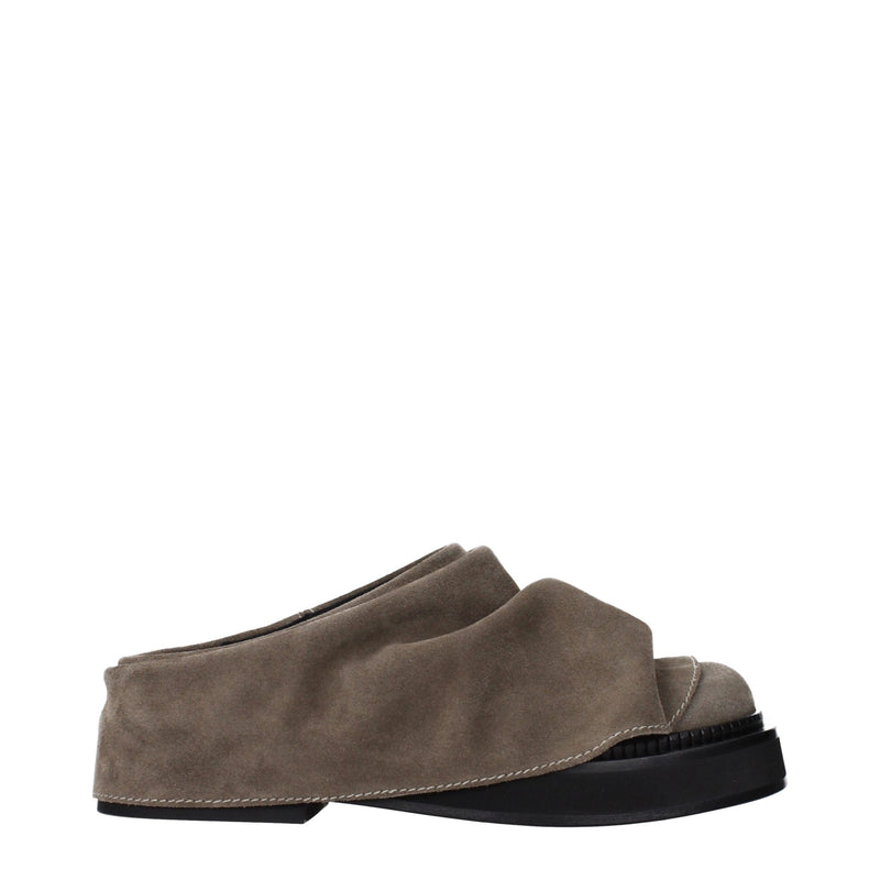 The Attico Gray Leather Slippers - Stylish Comfort for Women