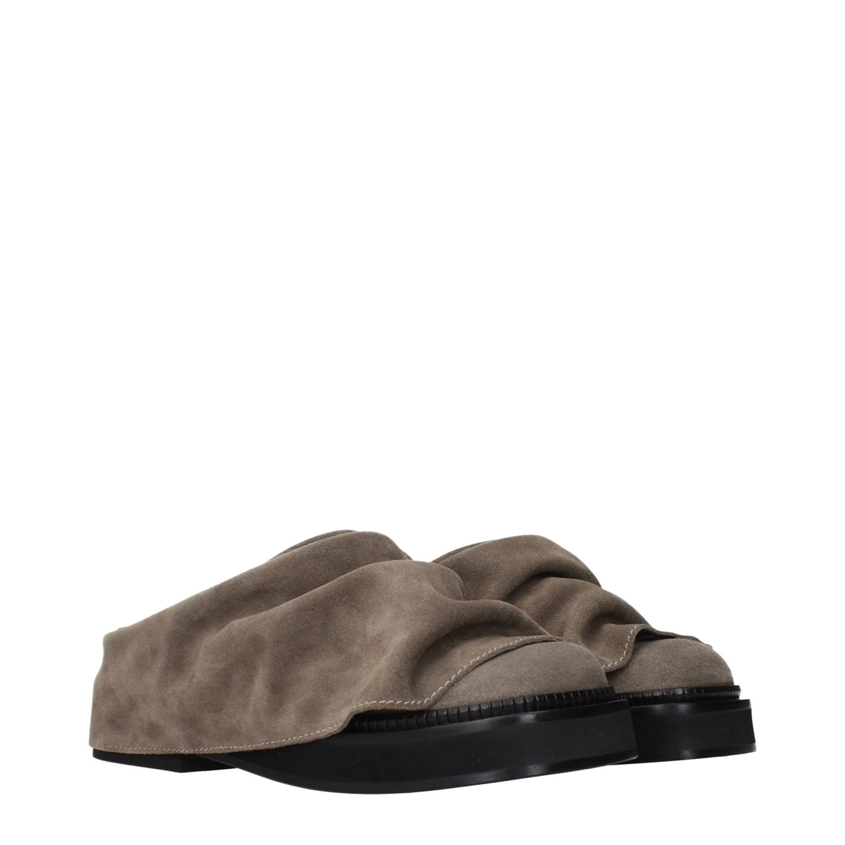 The Attico Gray Leather Slippers - Stylish Comfort for Women