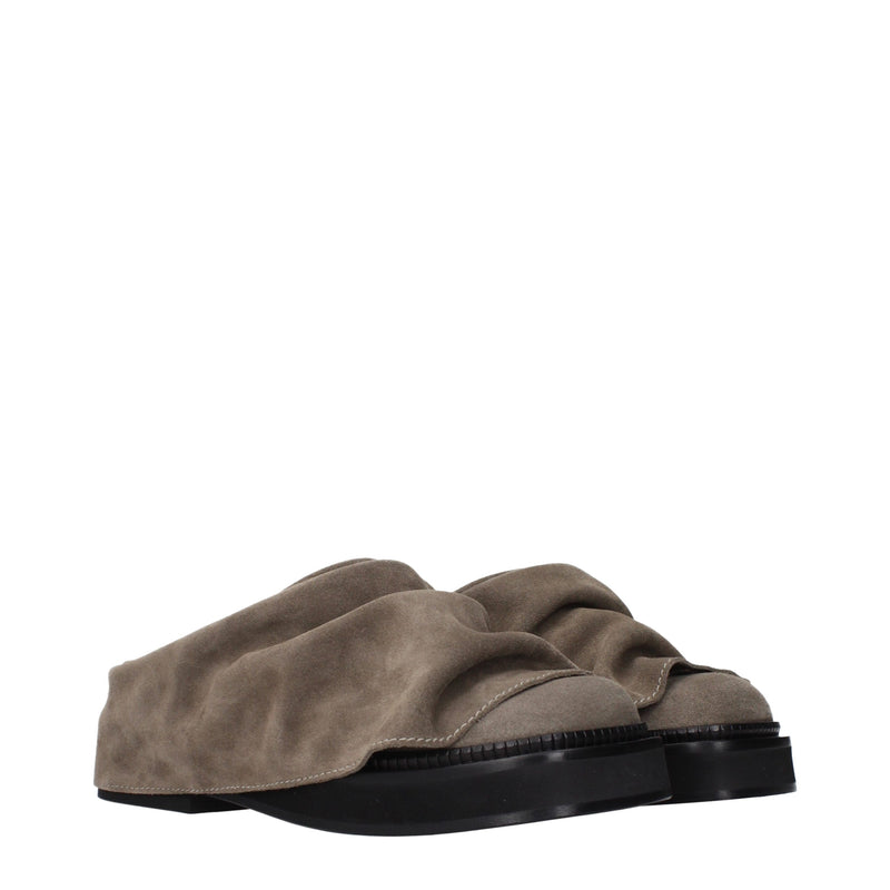 The Attico Gray Leather Slippers - Stylish Comfort for Women