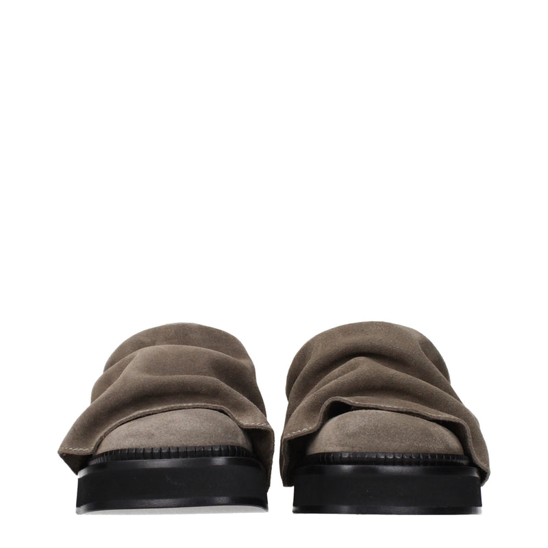 The Attico Gray Leather Slippers - Stylish Comfort for Women