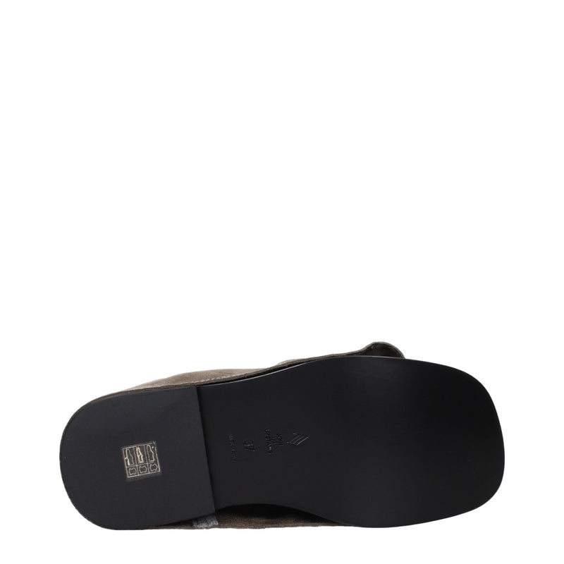 The Attico Gray Leather Slippers - Stylish Comfort for Women