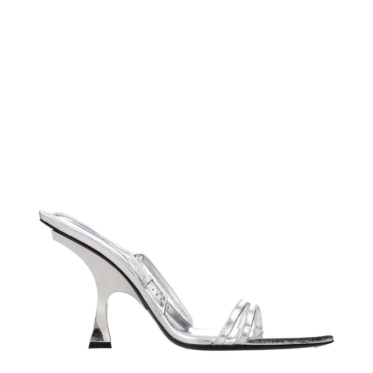 The Attico Gray Leather Stiletto Heel Sandals