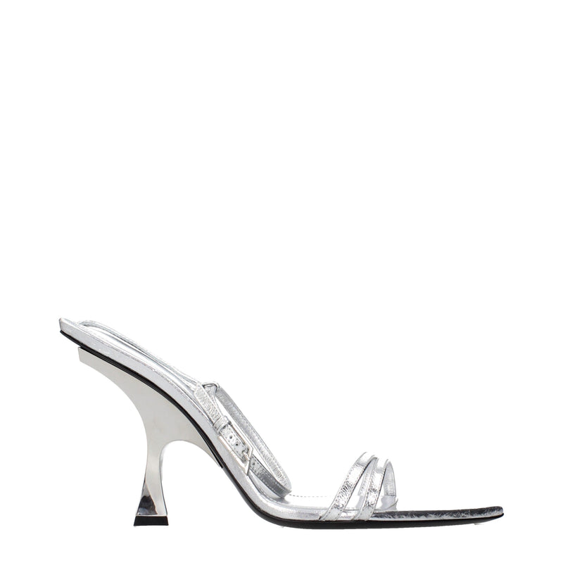 The Attico Gray Leather Stiletto Heel Sandals