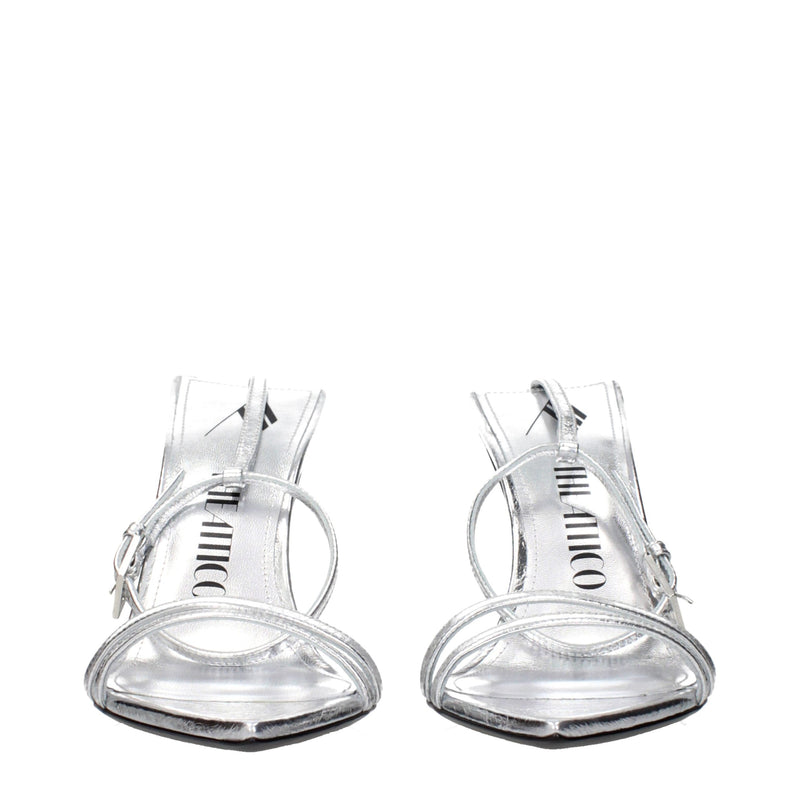 The Attico Gray Leather Stiletto Heel Sandals