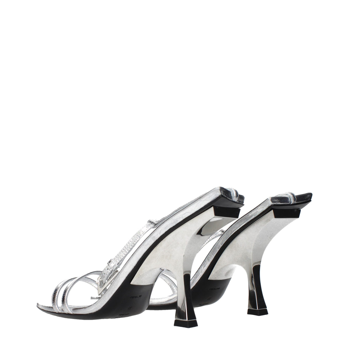 The Attico Gray Leather Stiletto Heel Sandals