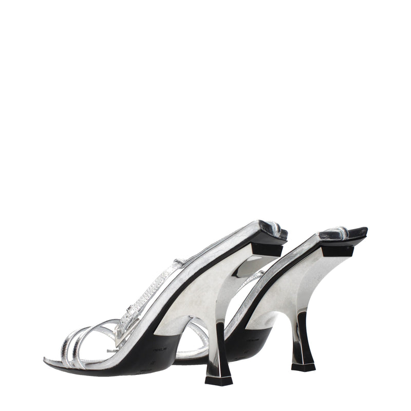 The Attico Gray Leather Stiletto Heel Sandals