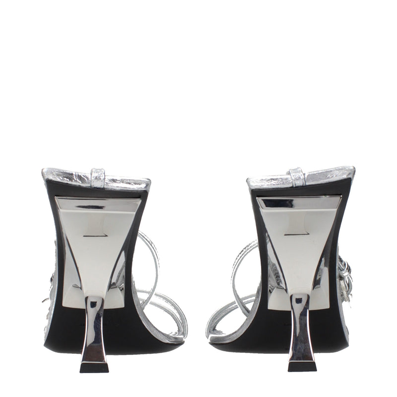 The Attico Gray Leather Stiletto Heel Sandals