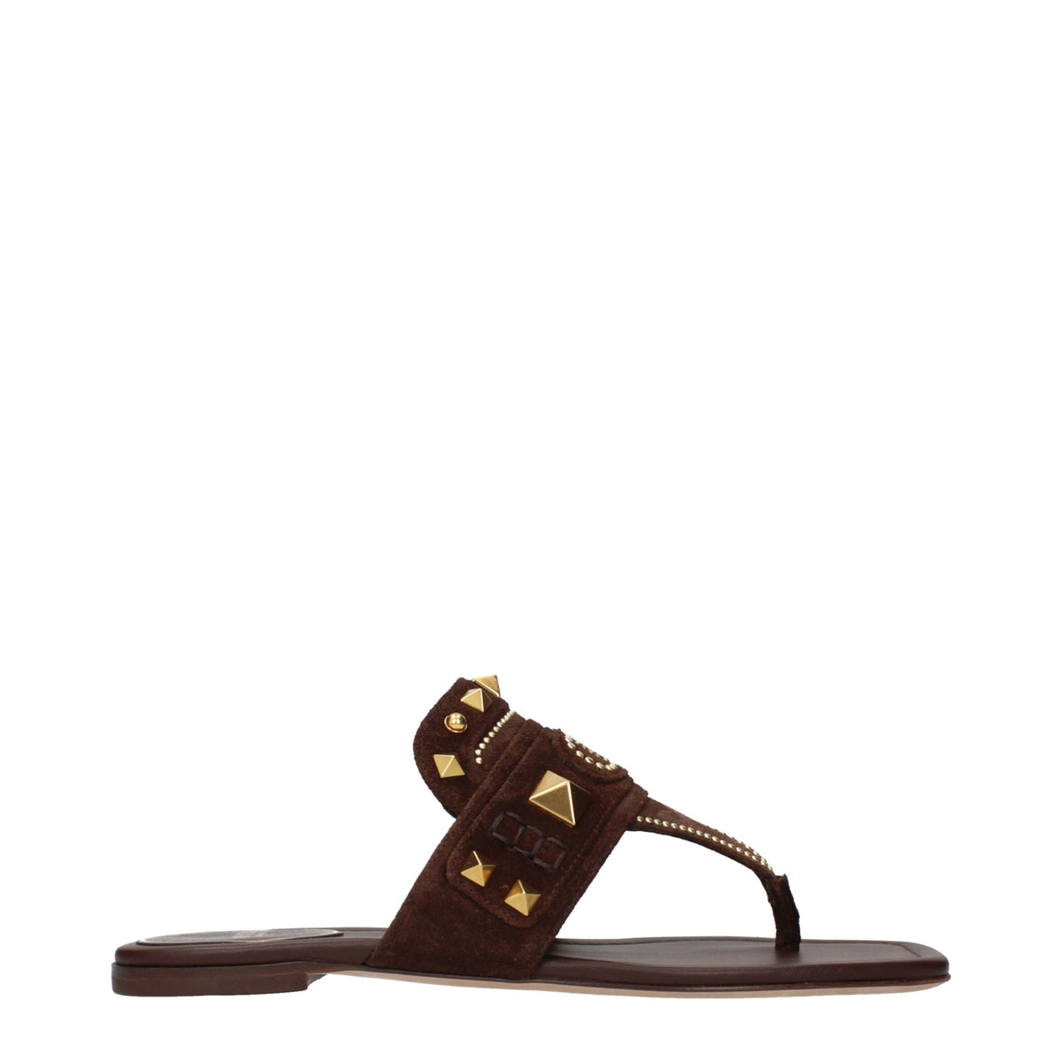 Valentino Garavani Brown Leather Flip-Flop Sandals