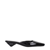 Prada Black Leather Flat Sandals for Women
