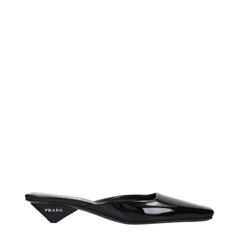 Prada Black Leather Flat Sandals for Women