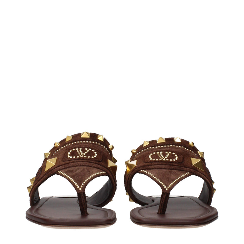 Valentino Garavani Brown Leather Flip-Flop Sandals
