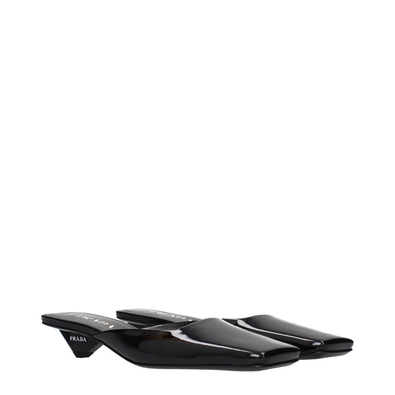 Prada Black Leather Flat Sandals for Women