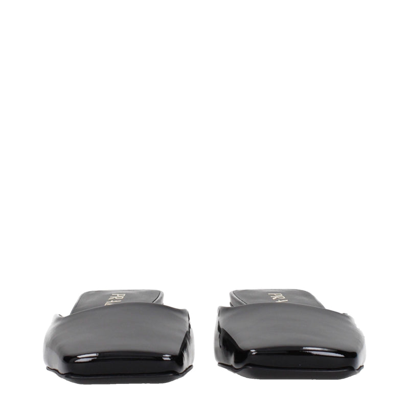 Prada Black Leather Flat Sandals for Women