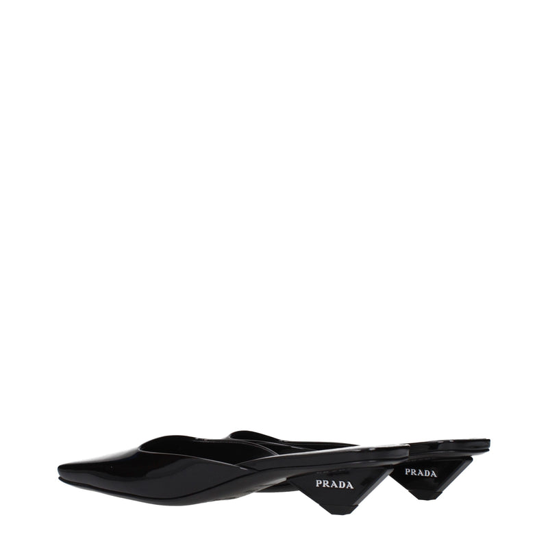 Prada Black Leather Flat Sandals for Women