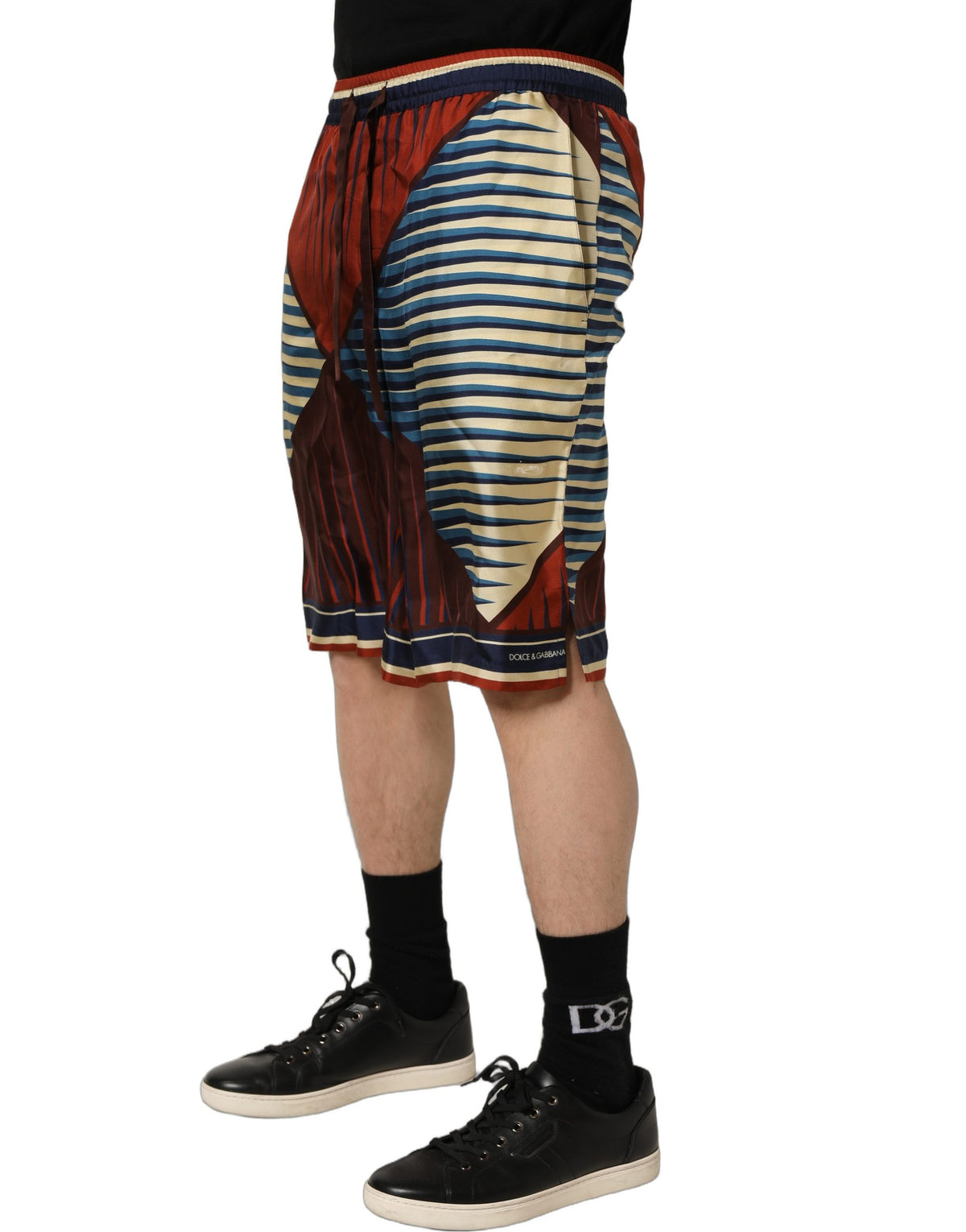 Dolce & Gabbana Multicolor Geometric Silk Bermuda Shorts for Men