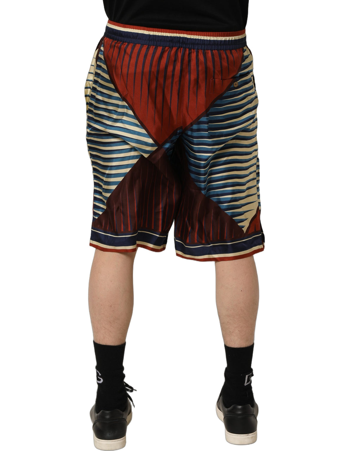 Dolce & Gabbana Multicolor Geometric Silk Bermuda Shorts for Men