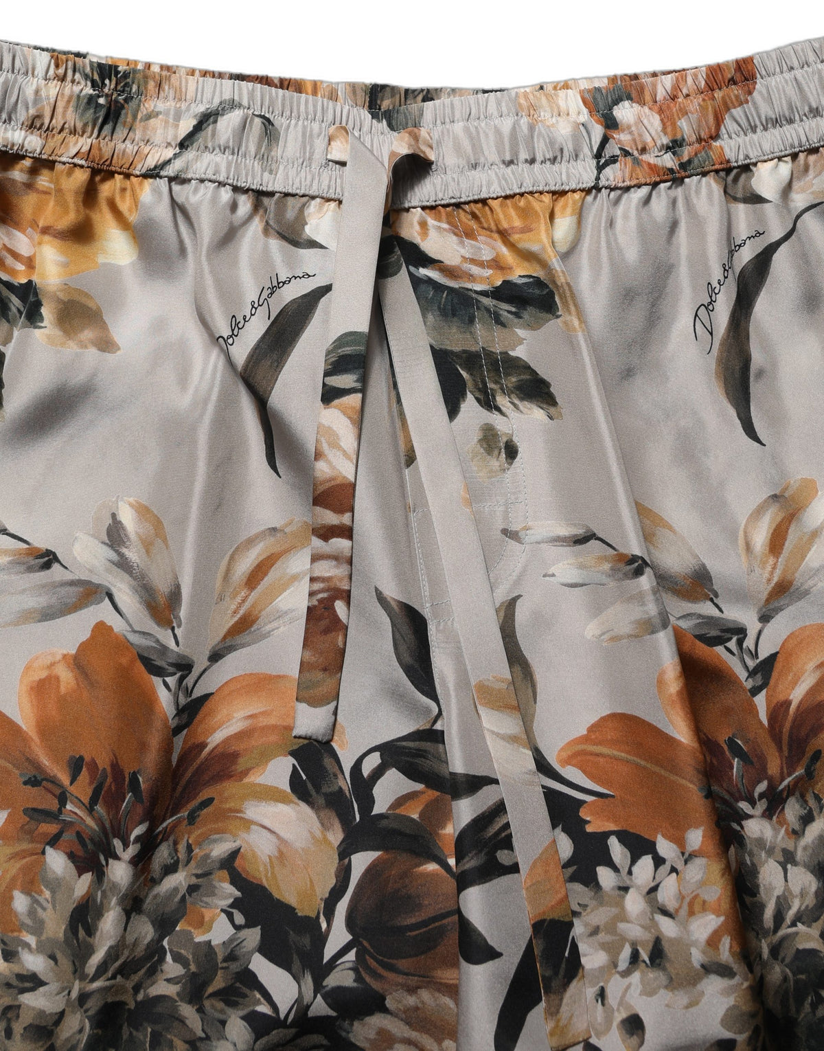 Dolce & Gabbana Beige Floral Print Silk Bermuda Shorts for Men