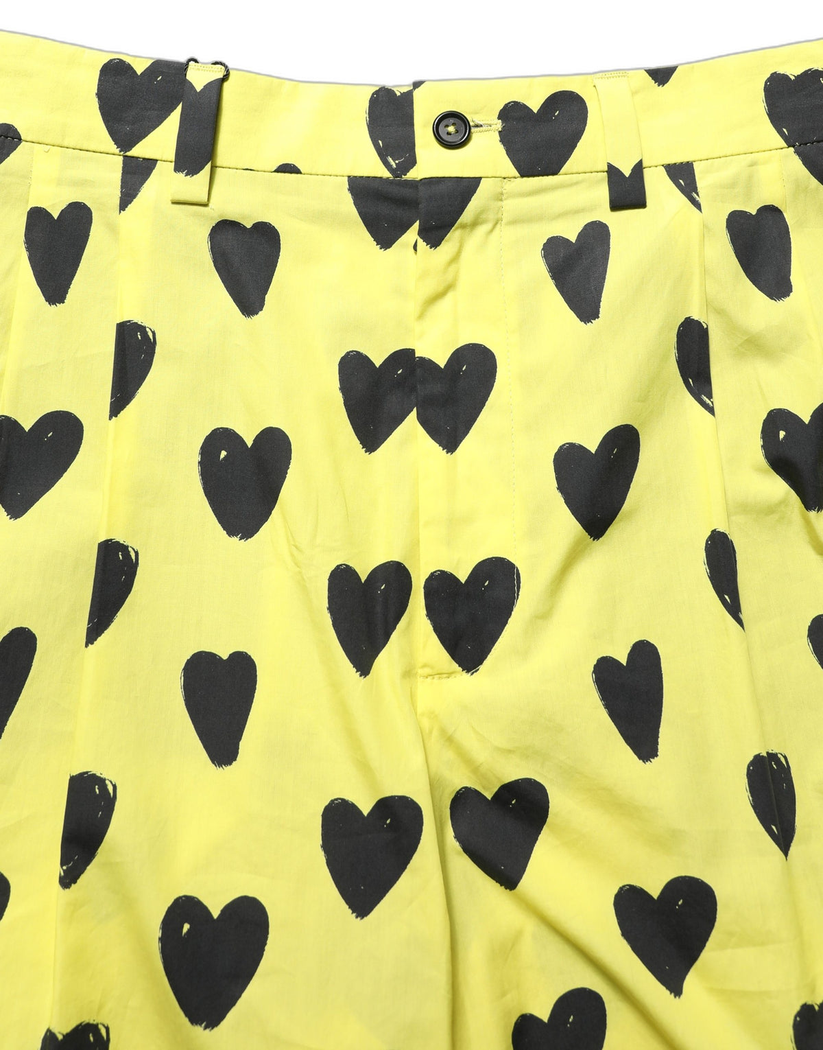 Dolce & Gabbana Yellow Cotton Heart Print Bermuda Shorts