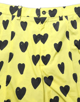Dolce & Gabbana Yellow Cotton Heart Print Bermuda Shorts