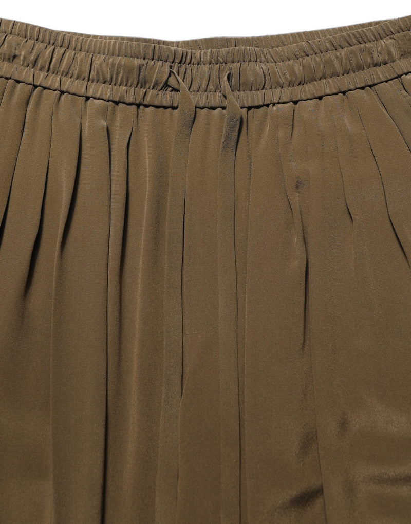 Dolce & Gabbana Brown Silk Mid Waist Pleated Bermuda Shorts