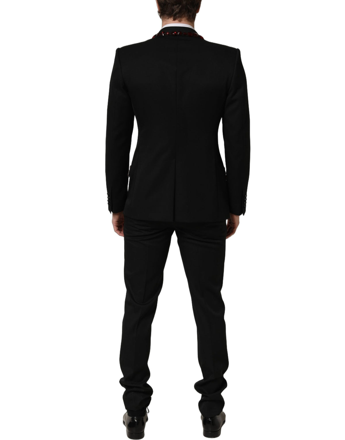Dolce & Gabbana Black Wool Crystal Embellished Suit for Men