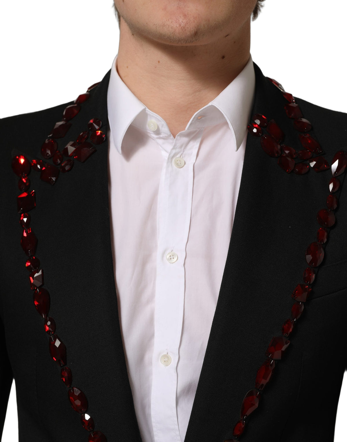 Dolce & Gabbana Black Wool Crystal Embellished Suit for Men