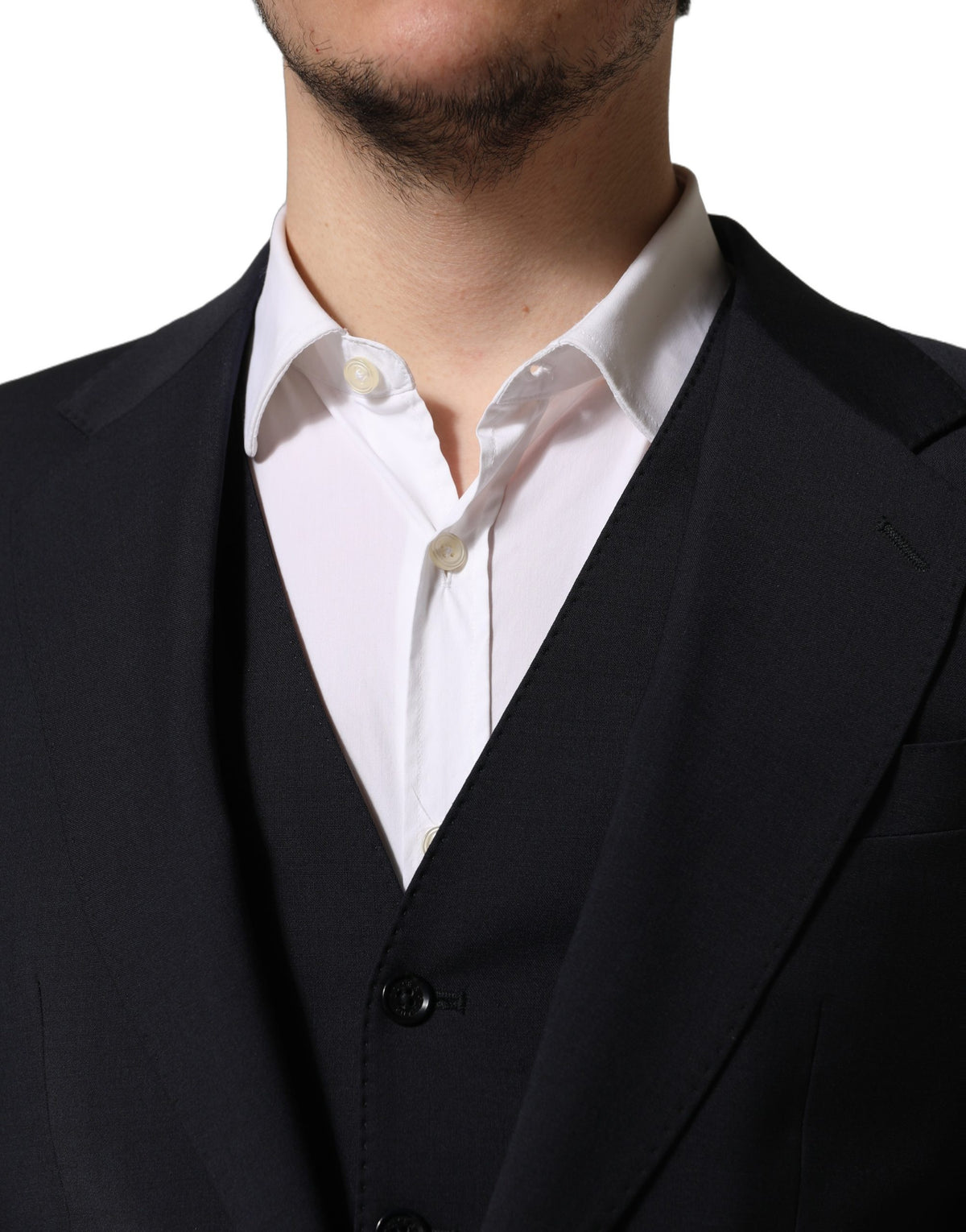 Dolce & Gabbana Black Wool Slim Fit Formal 3 Piece Suit for Men
