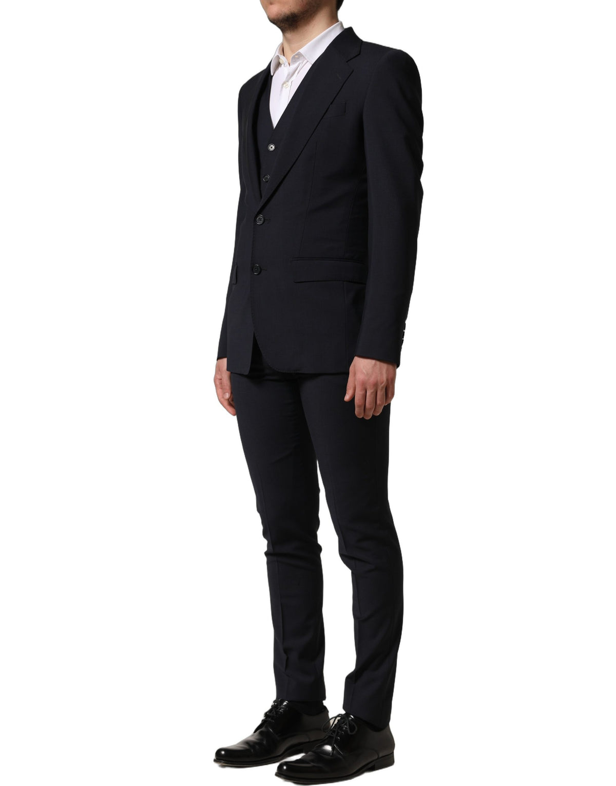 Dolce & Gabbana Black Wool Slim Fit Formal 3 Piece Suit for Men
