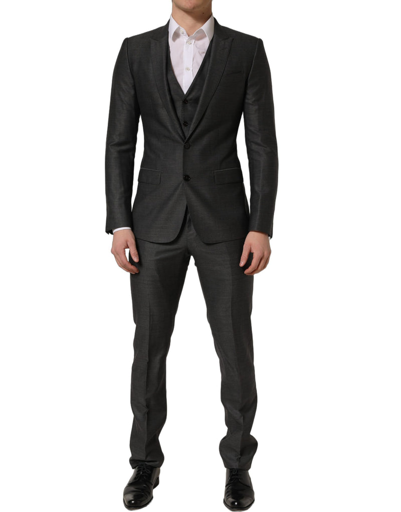 Dolce & Gabbana Gray MARTINI Slim Fit Formal 3 Piece Suit
