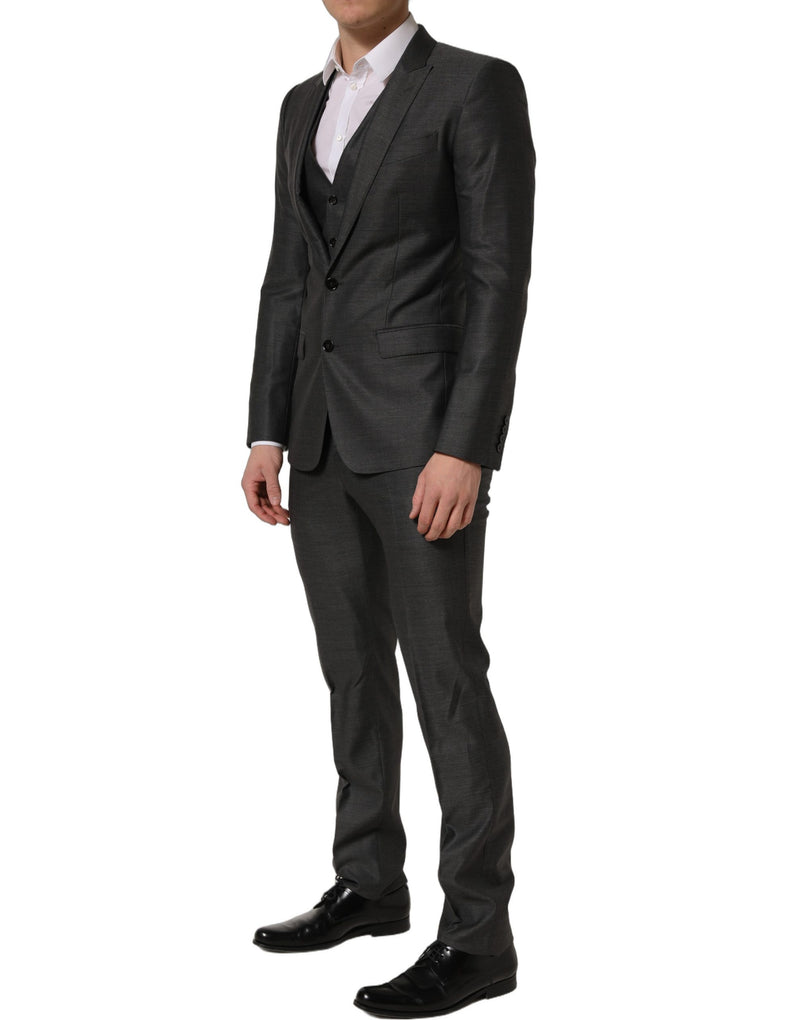 Dolce & Gabbana Gray MARTINI Slim Fit Formal 3 Piece Suit