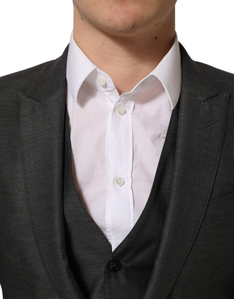 Dolce & Gabbana Gray MARTINI Slim Fit Formal 3 Piece Suit