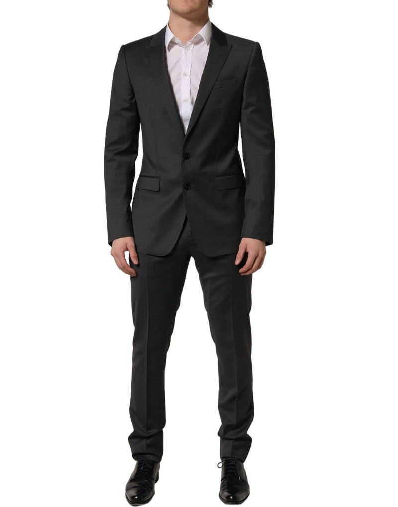 Dolce & Gabbana Gray Wool Slim Fit Formal 2 Piece Men Suit