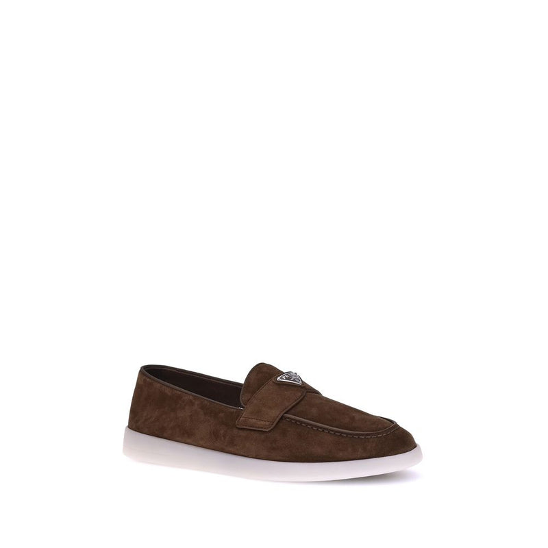 Prada Brown Calf Leather Bos Taurus Slip-On Loafers for Men