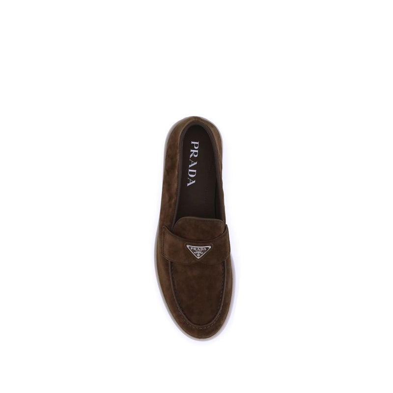 Prada Brown Calf Leather Bos Taurus Slip-On Loafers for Men