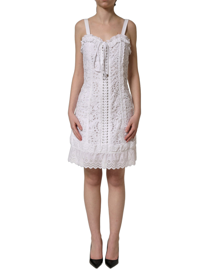 Dolce & Gabbana White Broderie Anglaise Mini Dress