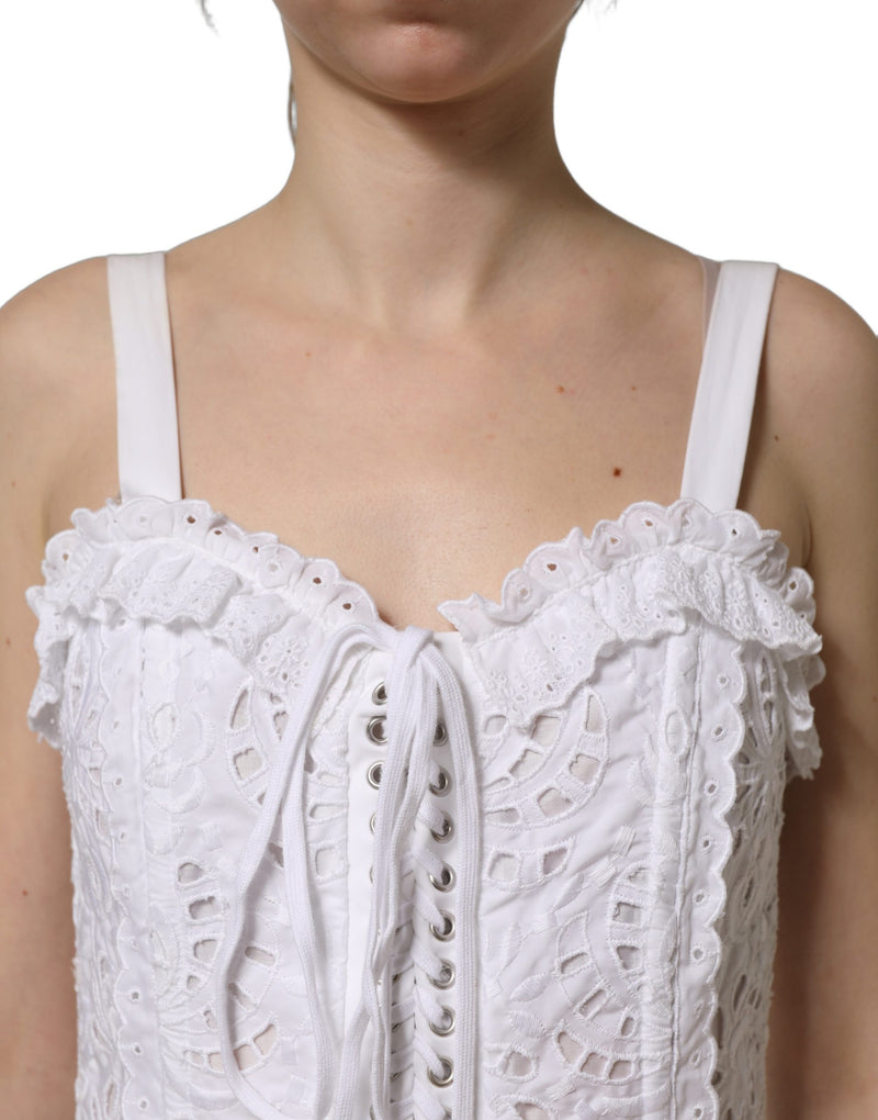 Dolce & Gabbana White Broderie Anglaise Mini Dress