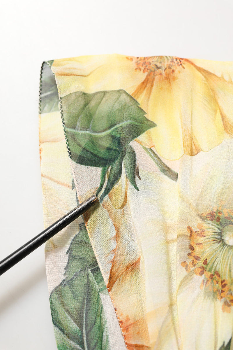 Dolce & Gabbana Yellow Floral Print Silk Pleated Maxi Dress