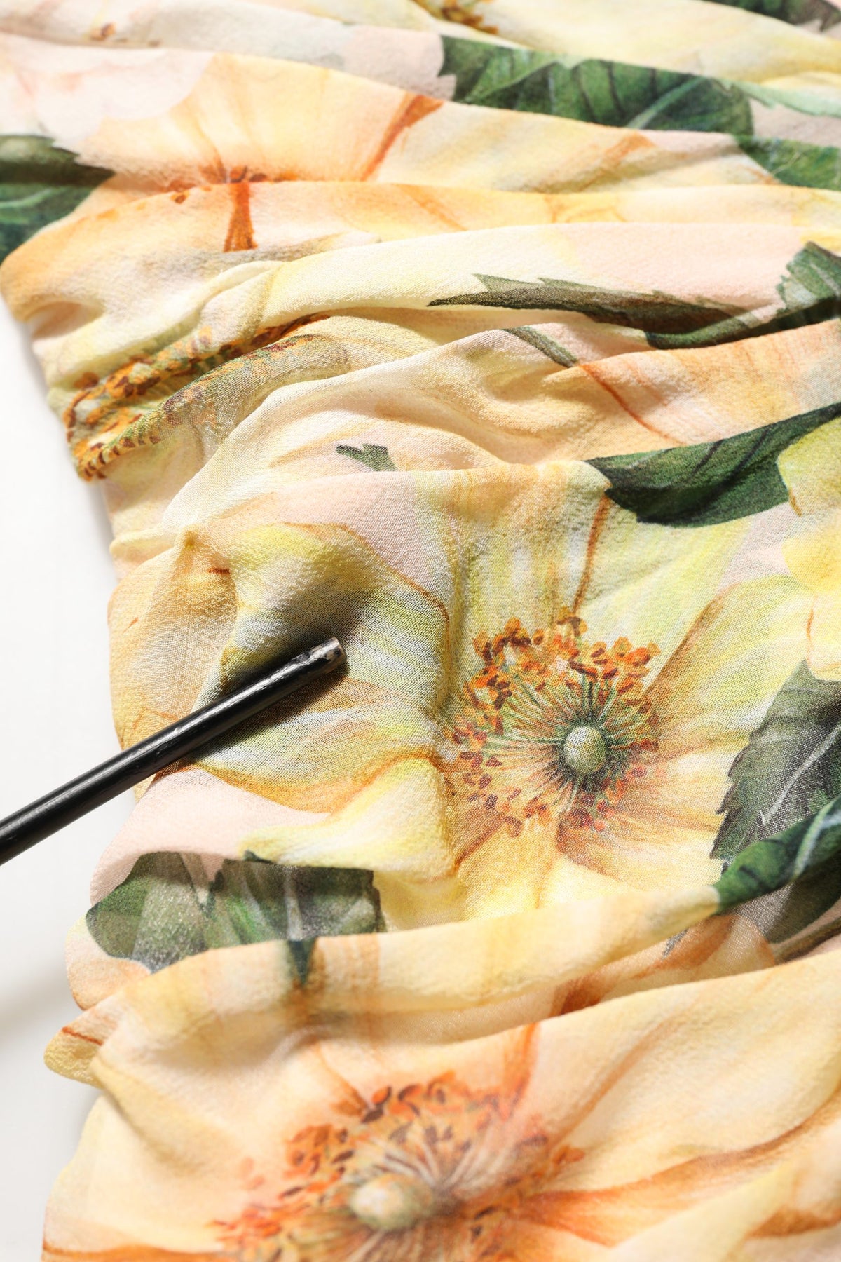 Dolce & Gabbana Yellow Floral Print Silk Pleated Maxi Dress
