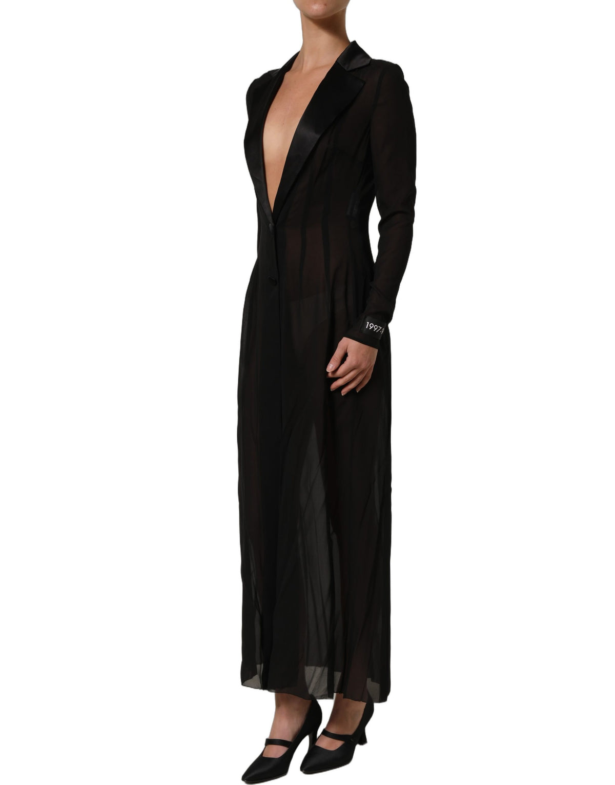 Dolce & Gabbana Black Silk Sheer Chiffon Long Maxi Dress