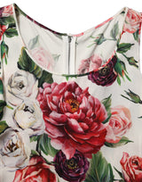 Dolce & Gabbana White Floral Sheath Sleeveless Mini Dress