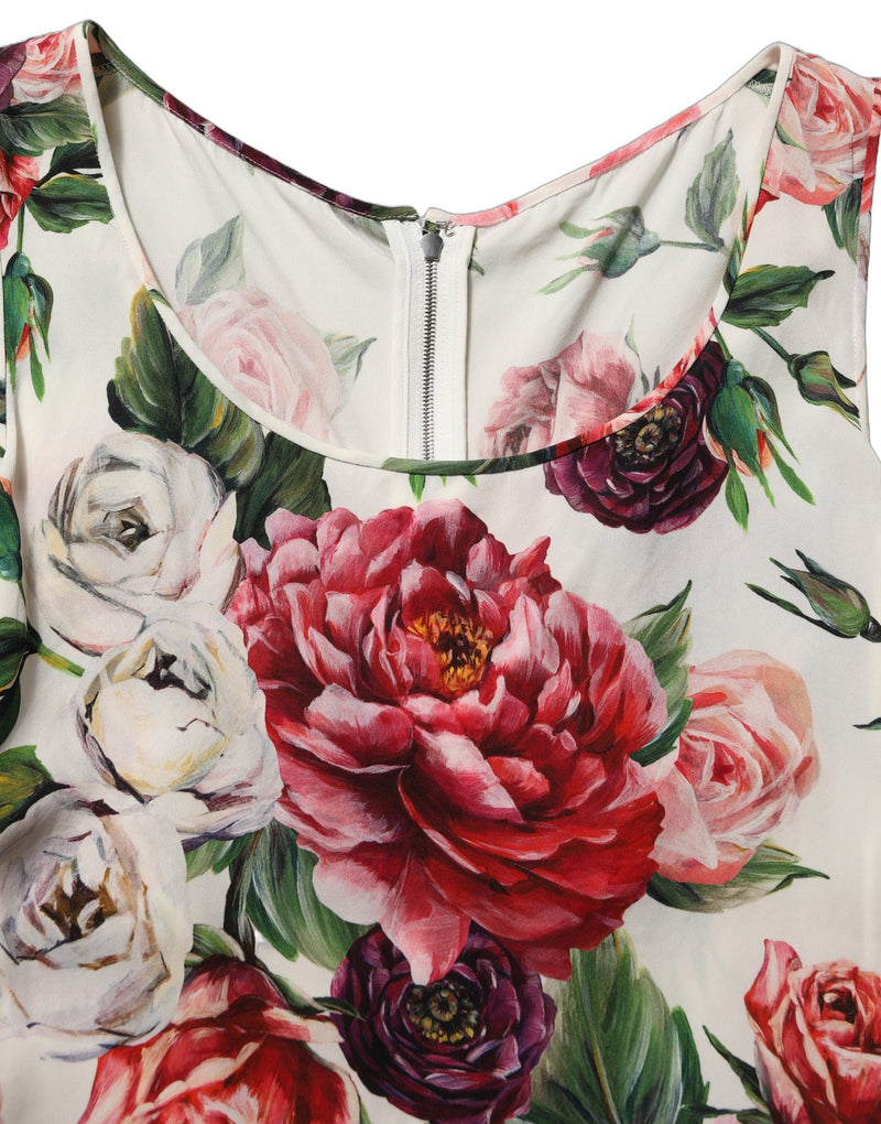 Dolce & Gabbana White Floral Sheath Sleeveless Mini Dress
