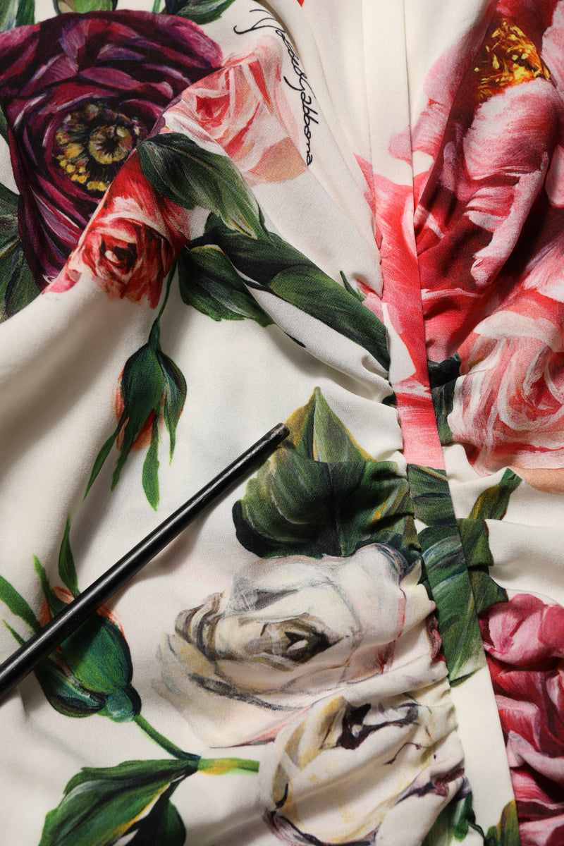 Dolce & Gabbana White Floral Sheath Sleeveless Mini Dress