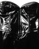 Mini-robe façon corset en cuir verni noir Dolce & Gabbana